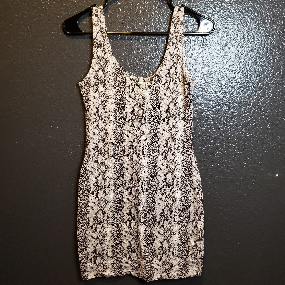 Nollie Snake Skin Patterned Bodycon Mini Dress